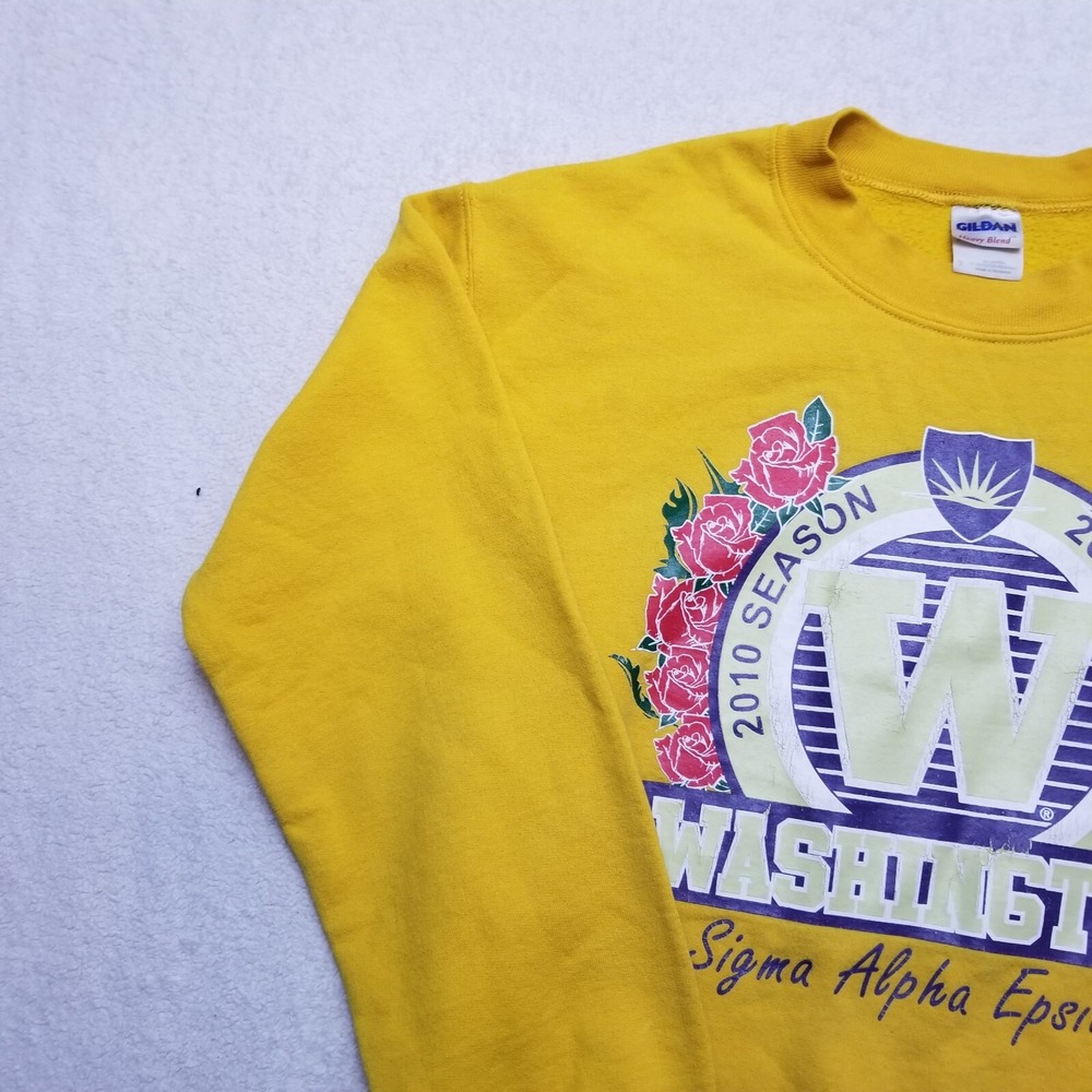 Sigma Alpha Epsilon Frat  SAE university of Washington yellow Crew Neck Size Sm - Picture 11 of 15